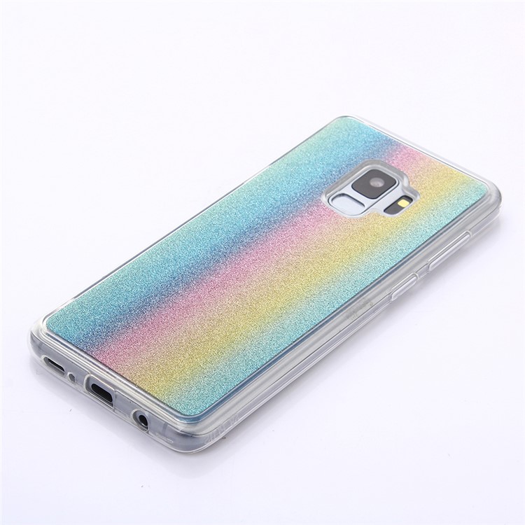 Gradient Glitter Powder TPU Back Phone Shell for Samsung Galaxy S9 SM-G960 - Colorful Vertical Stripes-3