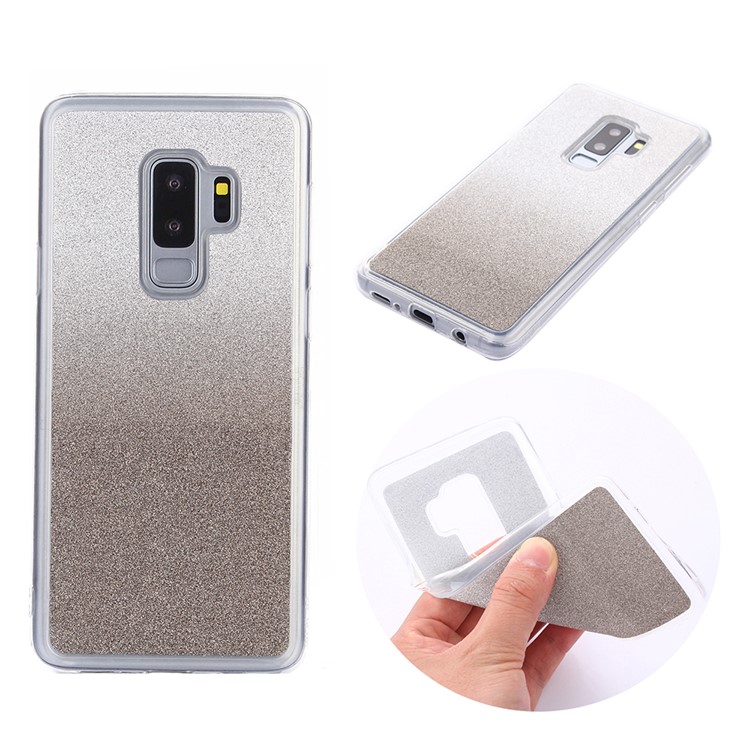 Gradient Glitter Powder TPU Mobile Phone Shell for Samsung Galaxy S9 Plus SM-G965 - Grey-1