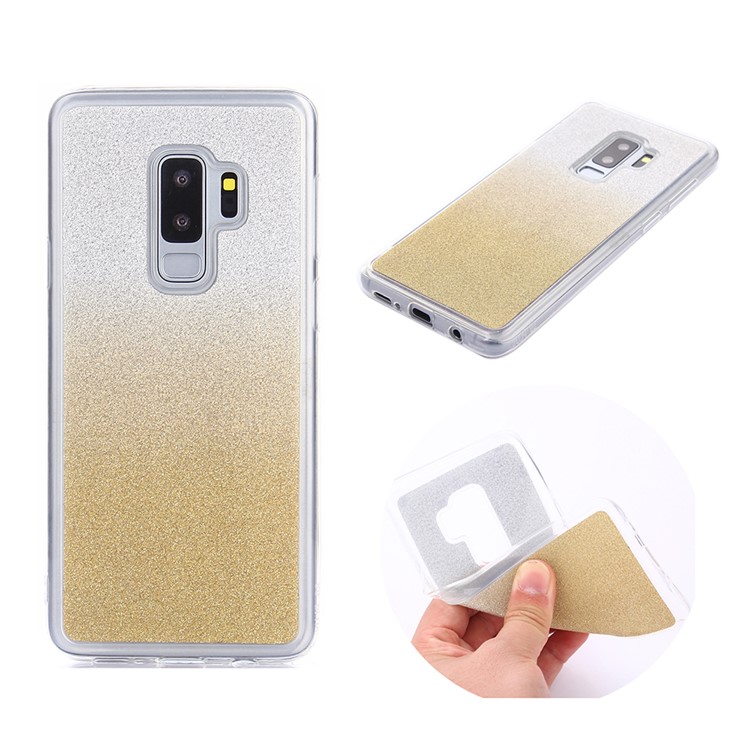 Gradient Glitter Powder TPU Back Shell for Samsung Galaxy S9+ SM-G965 - Gold-1