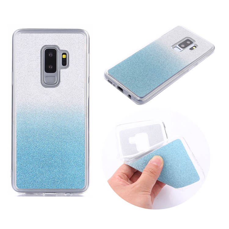 Gradient Glitter Powder TPU Phone Shell for Samsung Galaxy S9 Plus SM-G965 - Baby Blue-1
