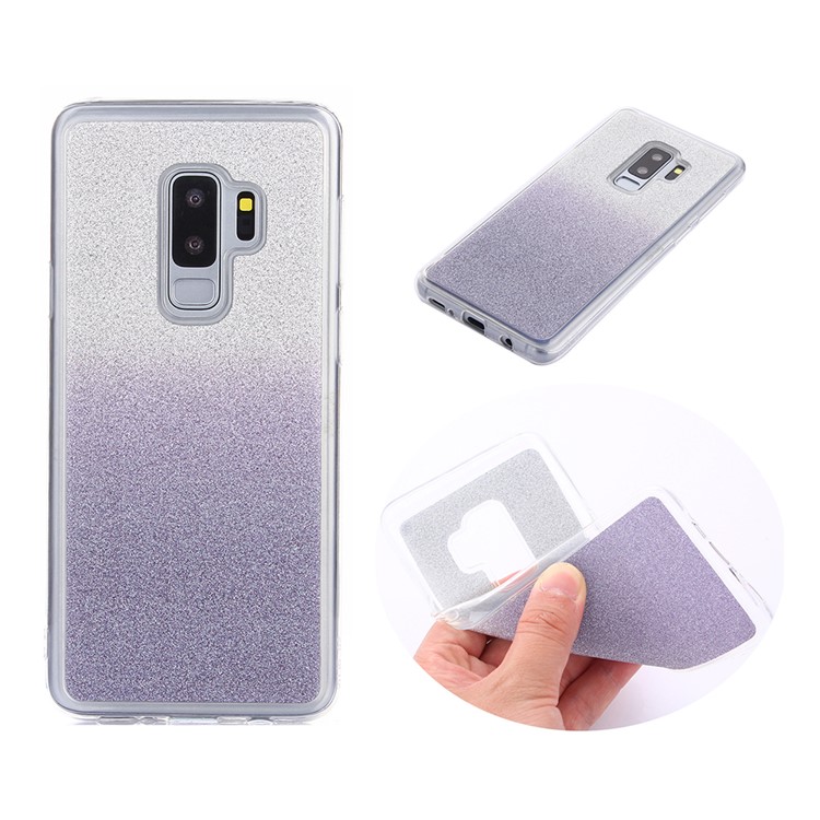 For Samsung Galaxy S9 Plus SM-G965 Gradient Glitter Powder TPU Cover - Dark Blue-1