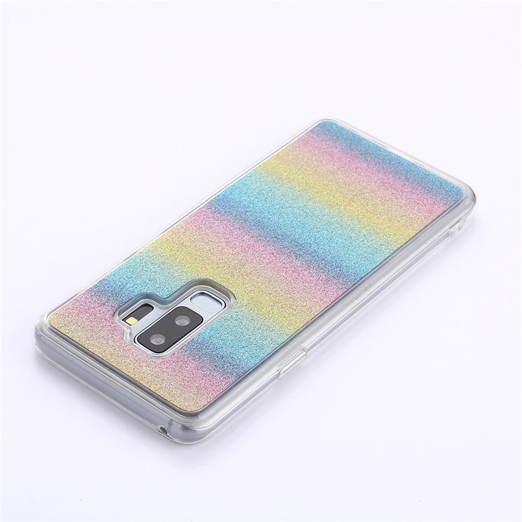 For Samsung Galaxy S9 Plus SM-G965 Gradient Glitter Powder TPU Back Cover Case - Horizontal Colorful Stripes-4