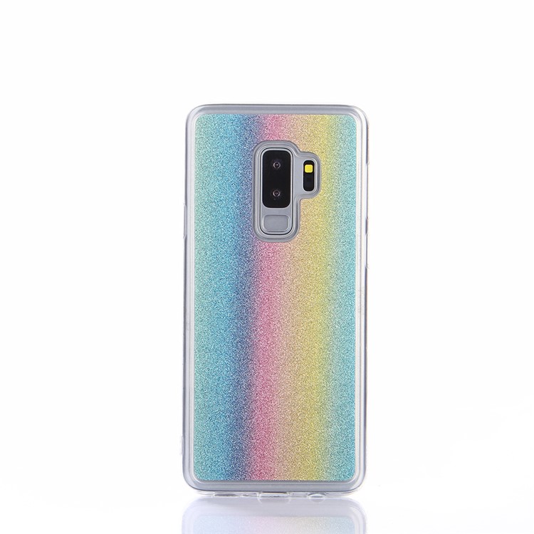 For Samsung Galaxy S9 Plus SM-G965 Gradient Glitter Powder TPU Phone Case Accessory - Colorful Vertical Stripes-2