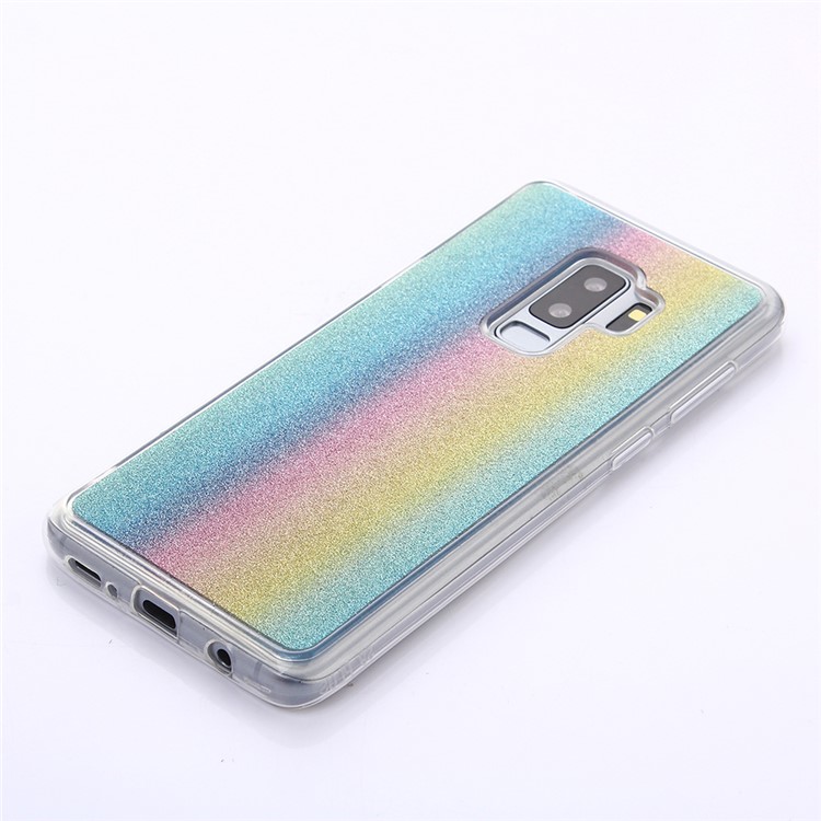 For Samsung Galaxy S9 Plus SM-G965 Gradient Glitter Powder TPU Phone Case Accessory - Colorful Vertical Stripes-3