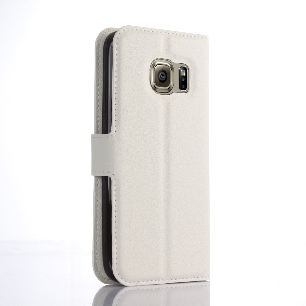 Litchi Skin Wallet Stand Leather Cover for Samsung Galaxy S7 - White-3