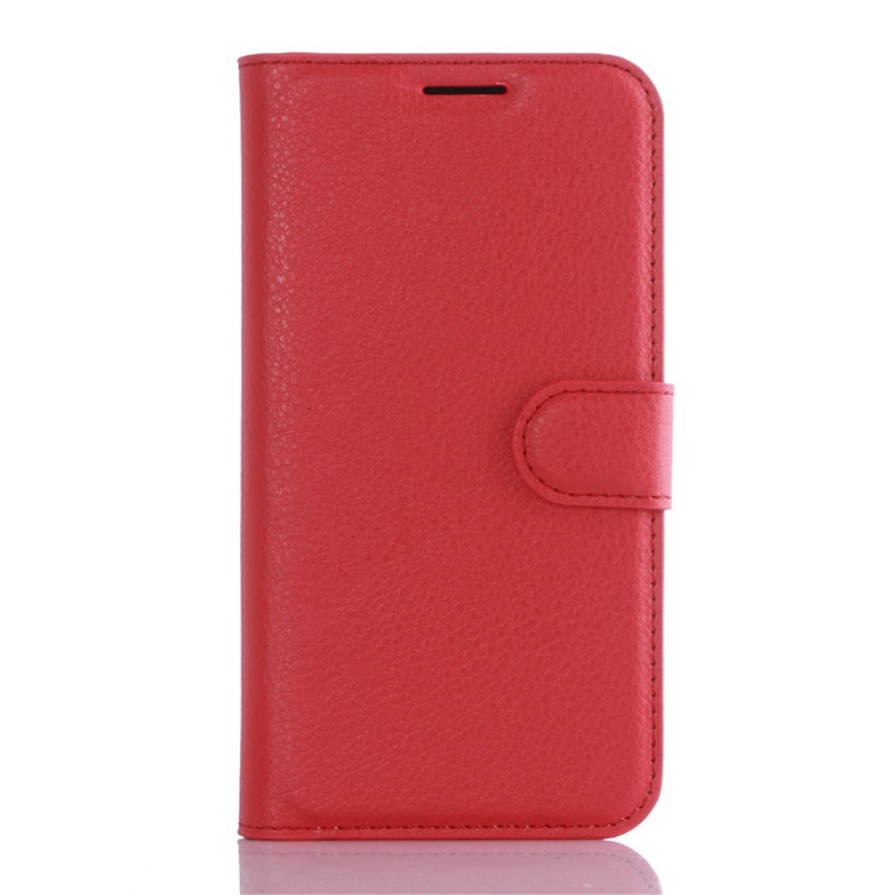 Litchi Skin Wallet Stand Leather Shell for Samsung Galaxy S7 - Red-2