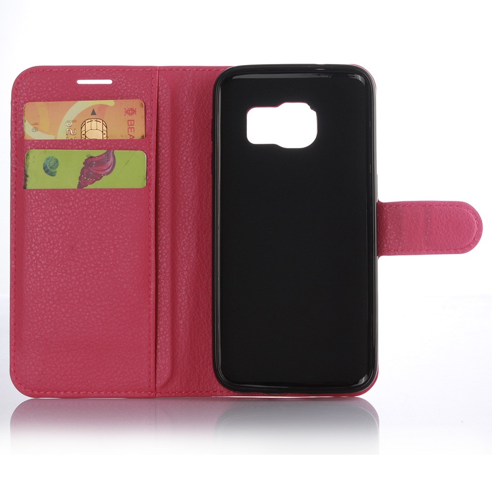 Litchi Texture Wallet Flip Leather Case for Samsung Galaxy S7 - Rose-5