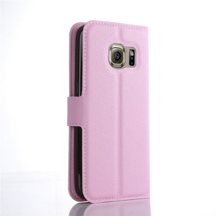 Litchi Titulaire de la carte de la peau Support couverture en cuir pour Samsung Galaxy S7 - Rose-3