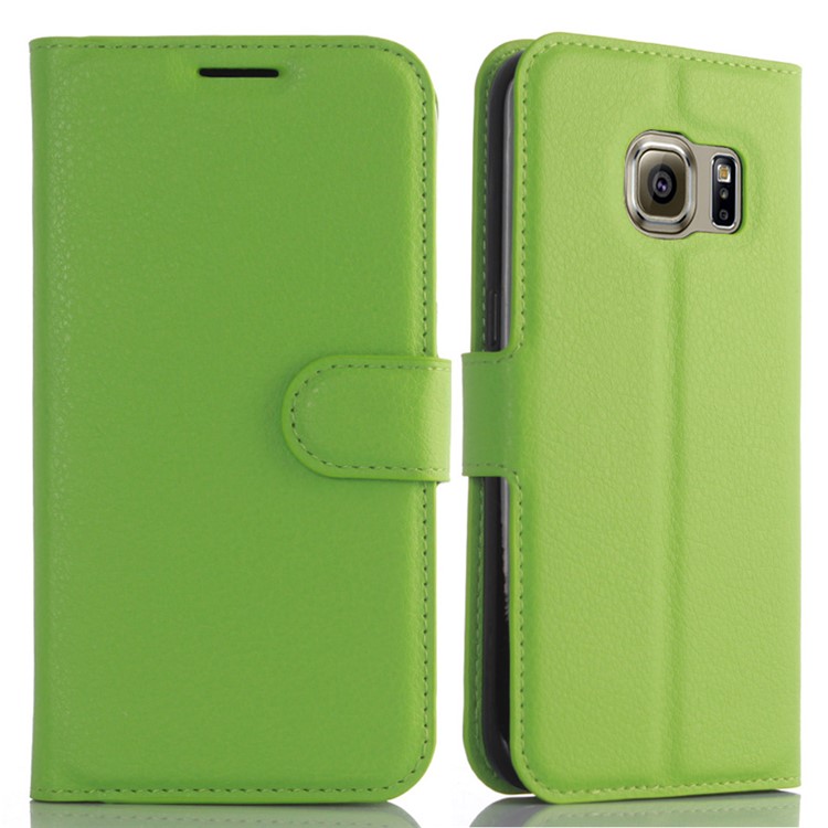 Litchi Skin Wallet Leather Phone Case for Samsung Galaxy S7 - Green-1