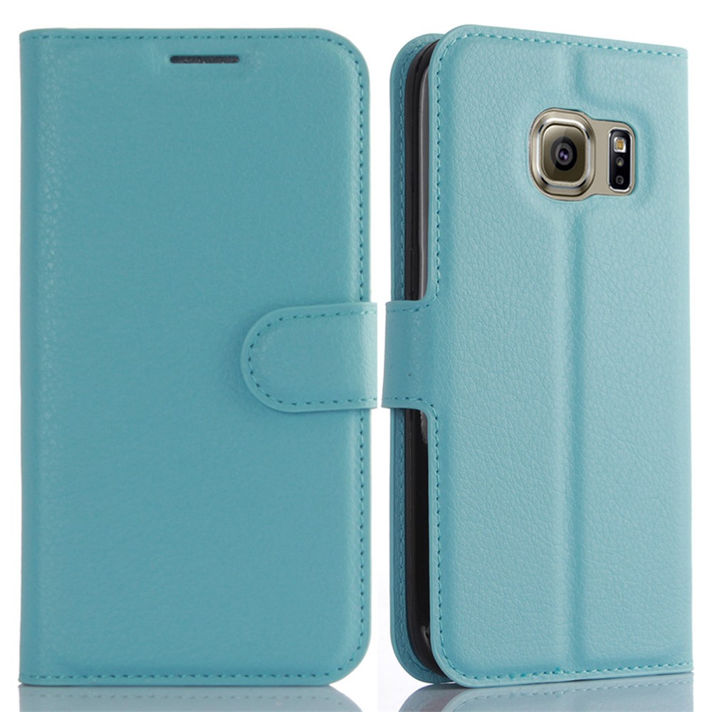 Litchi Texture Wallet Leather Cover Protector for Samsung Galaxy S7 - Blue-1