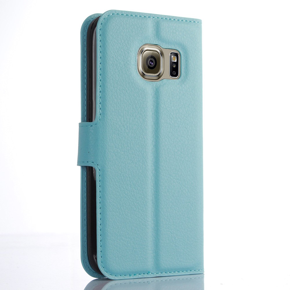 Litchi Texture Wallet Leather Cover Protector for Samsung Galaxy S7 - Blue-3