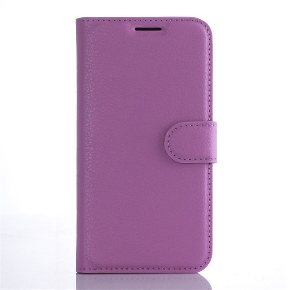 Litchi Skin Wallet PU Leather Shell Case for Samsung Galaxy S7 - Purple-2