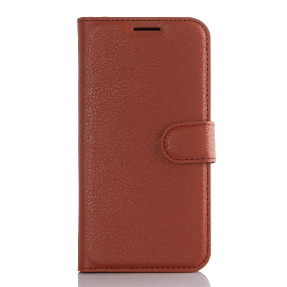 Litchi Skin Protective Leather Cover Case for Samsung Galaxy S7 - Brown-2