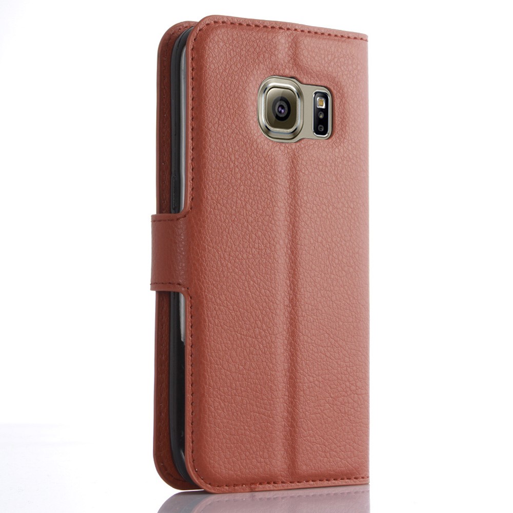 Litchi Skin Protective Leather Cover Case for Samsung Galaxy S7 - Brown-3