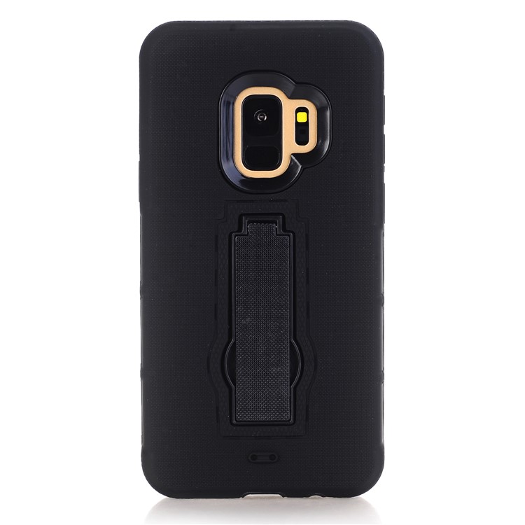 3-piece Dot Texture Kickstand PC+TPU Hybrid Shock Resistant Case for Samsung Galaxy S9 SM-G960 - Black-2
