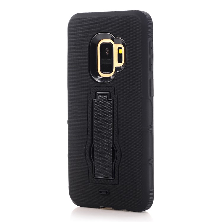 3-piece Dot Texture Kickstand PC+TPU Hybrid Shock Resistant Case for Samsung Galaxy S9 SM-G960 - Black-4