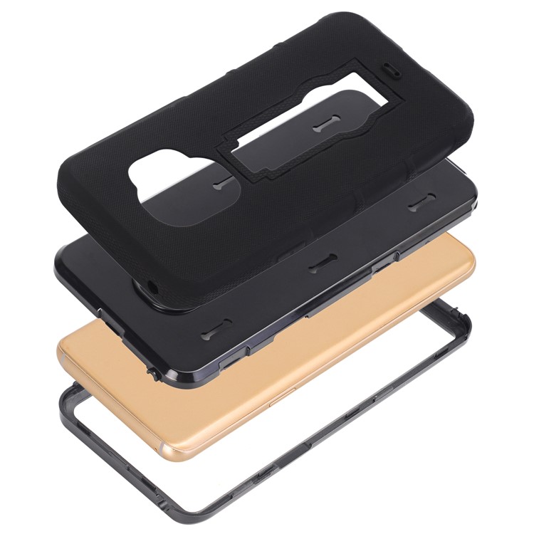 3-piece Dot Texture Kickstand PC+TPU Hybrid Shock Resistant Case for Samsung Galaxy S9 SM-G960 - Black-8