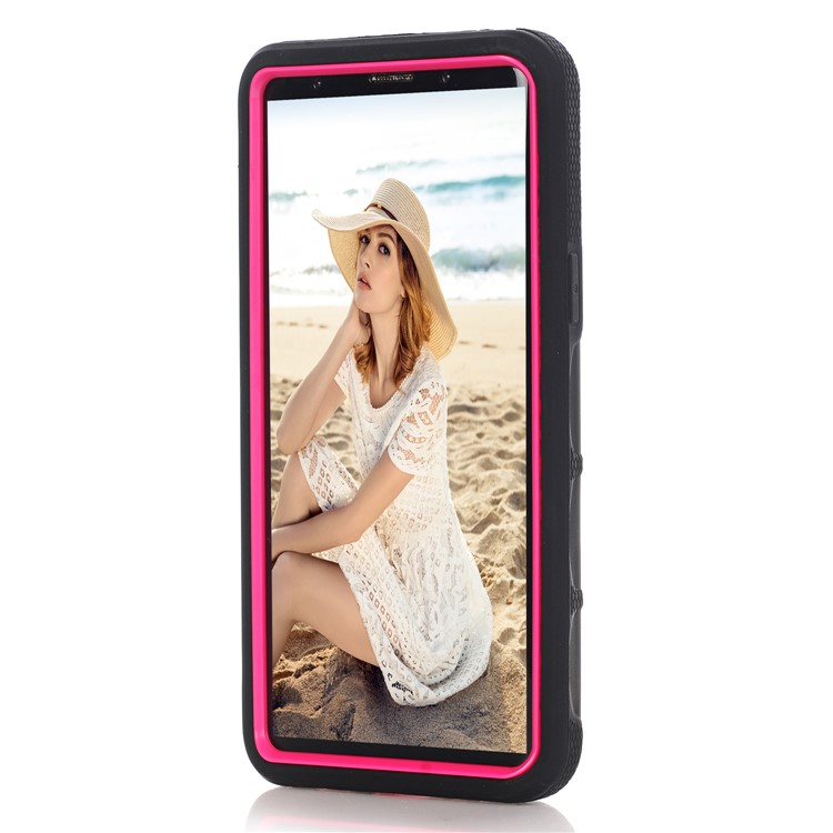3-piece Dot Texture Kickstand PC+TPU Hybrid Shock Resistant Cover for Samsung Galaxy S9 SM-G960 - Rose / Black-5
