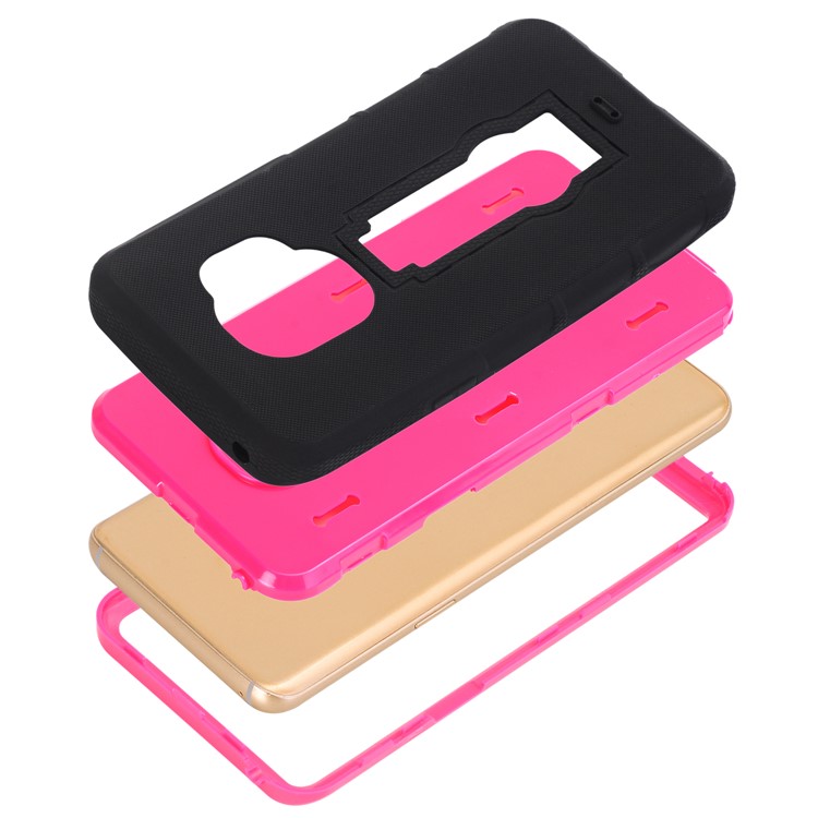 3-piece Dot Texture Kickstand PC+TPU Hybrid Shock Resistant Cover for Samsung Galaxy S9 SM-G960 - Rose / Black-8
