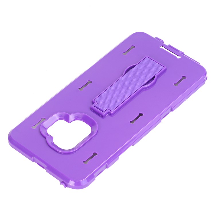3-piece Dot Texture Kickstand PC+TPU Hybrid Shockproof Phone Casing for Samsung Galaxy S9 SM-G960 - Purple / Black-10