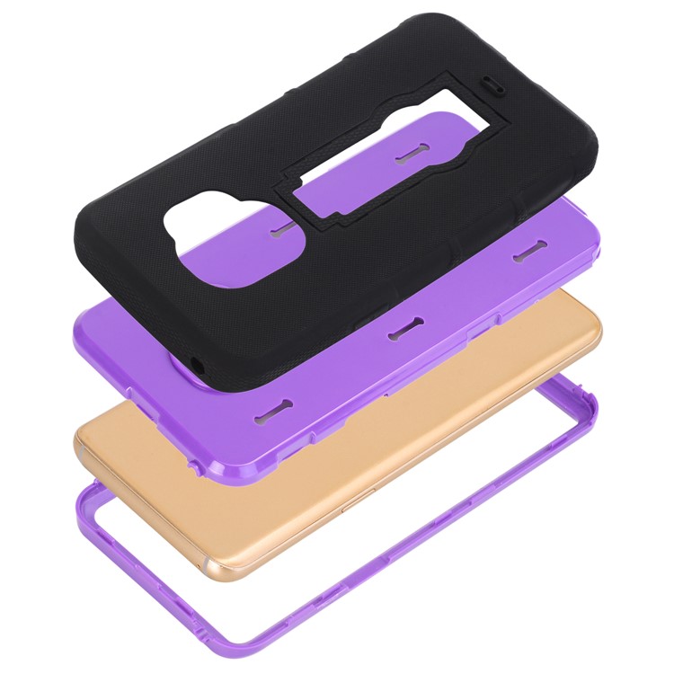 3-piece Dot Texture Kickstand PC+TPU Hybrid Shockproof Phone Casing for Samsung Galaxy S9 SM-G960 - Purple / Black-8