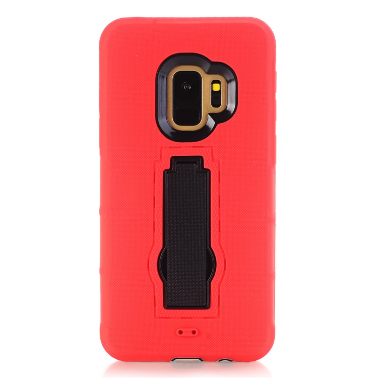 3-piece Dot Texture Kickstand PC+TPU Hybrid Shockproof Mobile Cover for Samsung Galaxy S9 SM-G960 - Red-2
