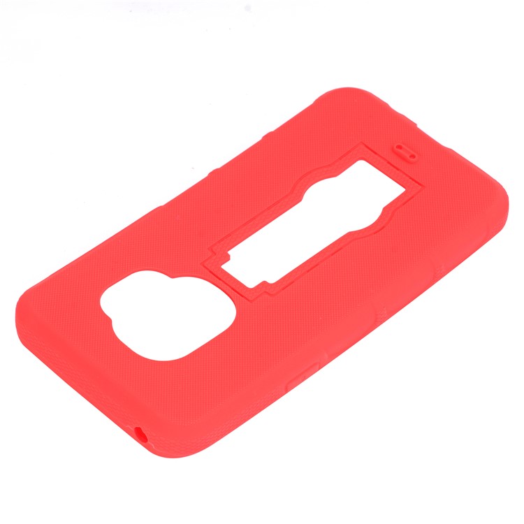 3-piece Dot Texture Kickstand PC+TPU Hybrid Shockproof Mobile Cover for Samsung Galaxy S9 SM-G960 - Red-9