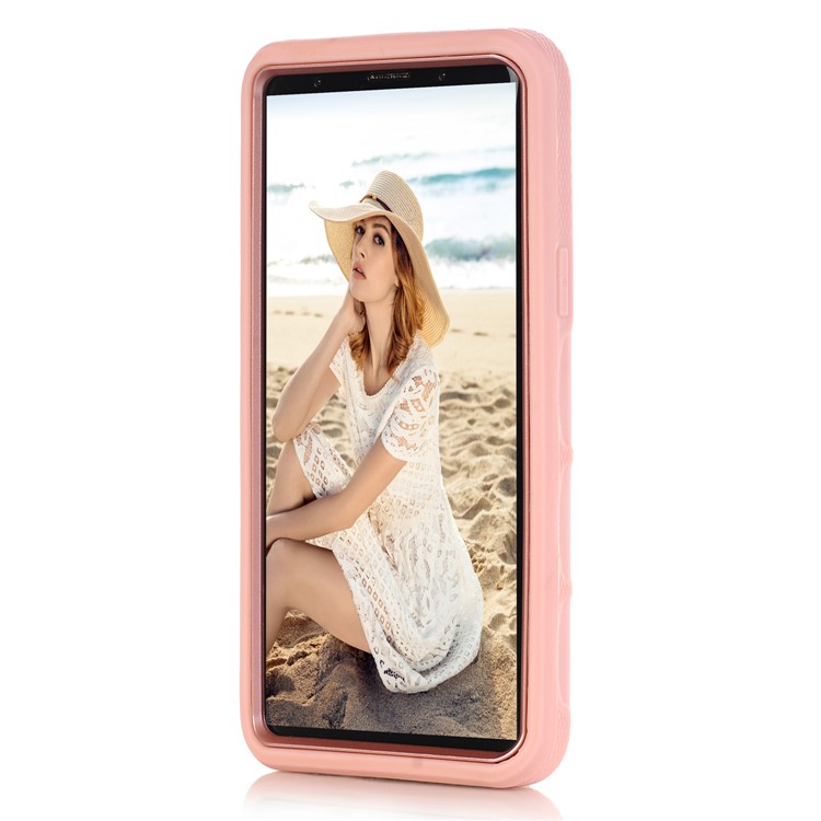 3-piece Dot Texture Kickstand PC+TPU Hybrid Shockproof Back Case for Samsung Galaxy S9 SM-G960 - Rose Gold-5