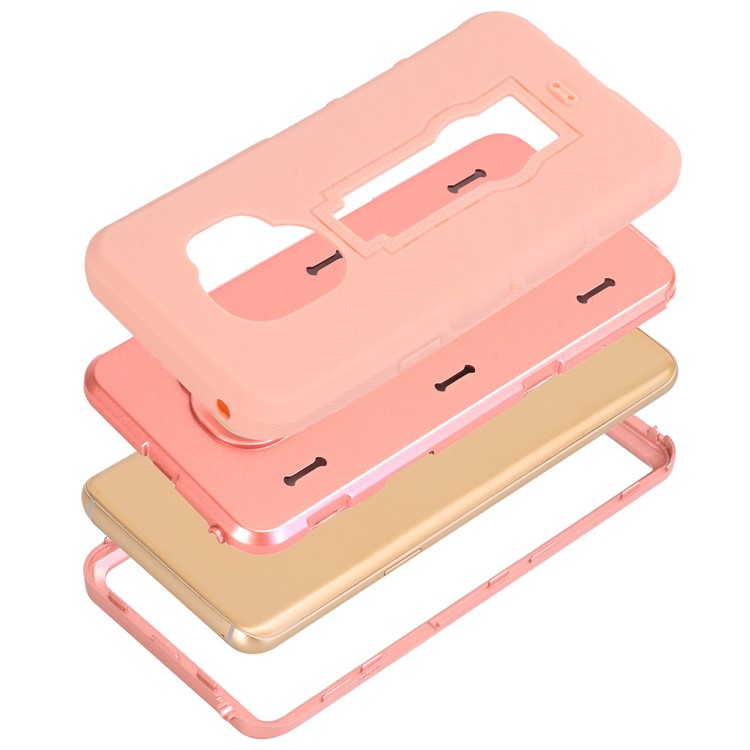 3-piece Dot Texture Kickstand PC+TPU Hybrid Shockproof Back Case for Samsung Galaxy S9 SM-G960 - Rose Gold-8