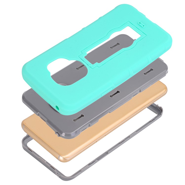 3-piece Dot Texture Kickstand PC+TPU Hybrid Cell Phone Case for Samsung Galaxy S9 SM-G960 - Cyan-8