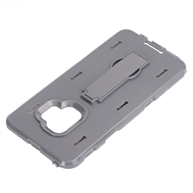 3-piece Dot Texture Kickstand PC+TPU Hybrid Cell Phone Case for Samsung Galaxy S9 SM-G960 - Cyan-9