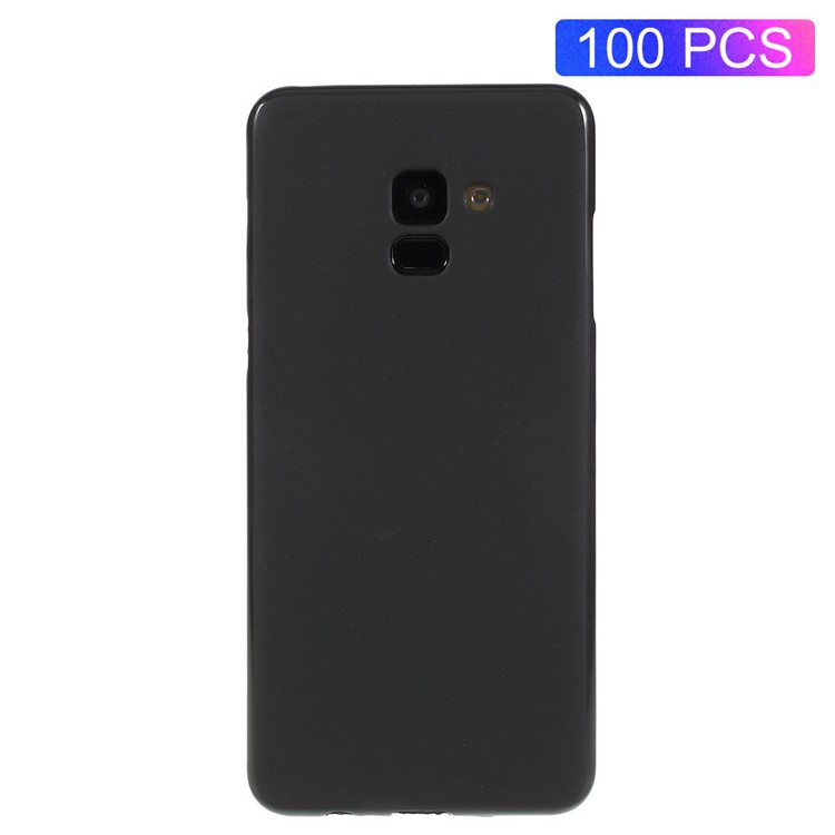 100Pcs/Set Matte Pudding Soft TPU Phone Case for Samsung Galaxy A8+ (2018) - Black-1