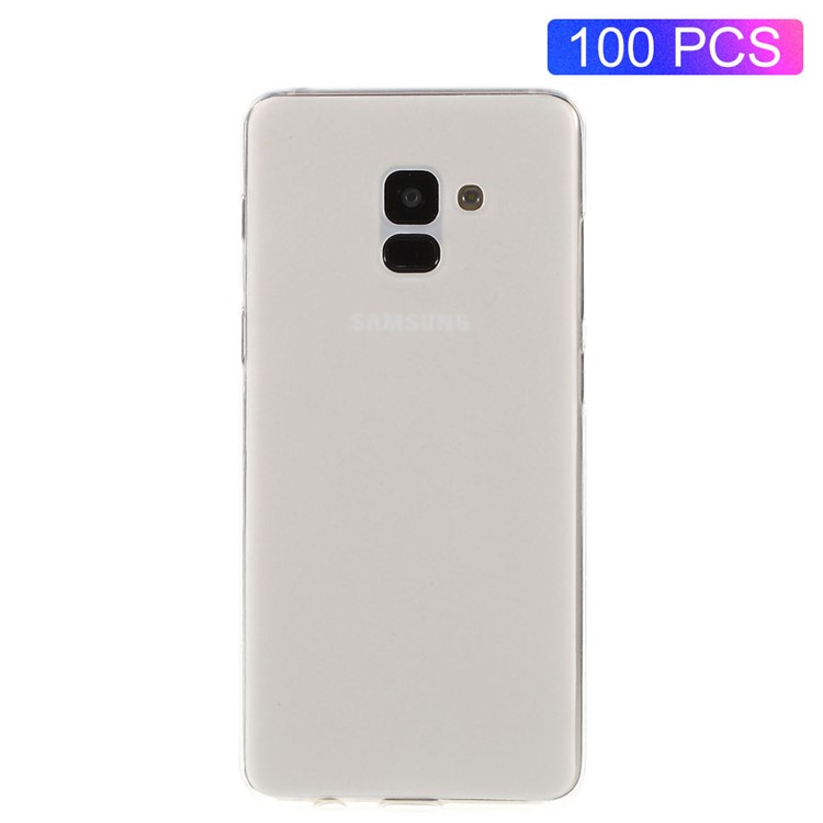 100Pcs/Set Matte Pudding Soft TPU Phone Cover for Samsung Galaxy A8+ (2018) - White-1