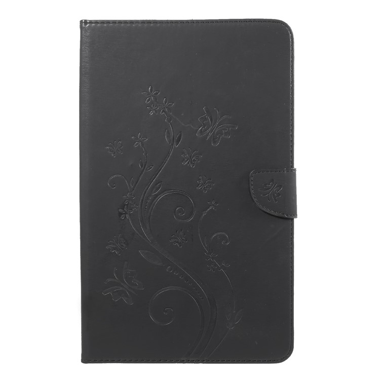 Imprint Butterfly Flower Leather Wallet Case for Samsung Tab A 10.1 (2016) T580 T585 - Black-2