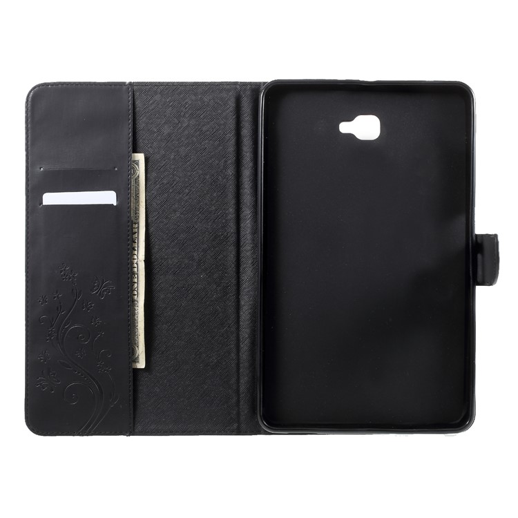 Imprint Butterfly Flower Leather Wallet Case for Samsung Tab A 10.1 (2016) T580 T585 - Black-6