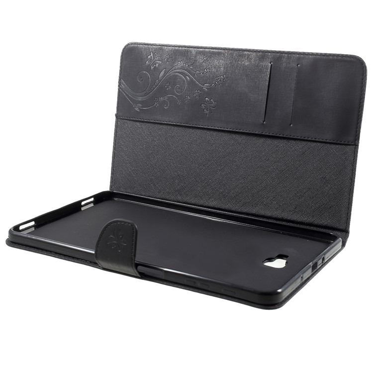 Imprint Butterfly Flower Leather Wallet Case for Samsung Tab A 10.1 (2016) T580 T585 - Black-7