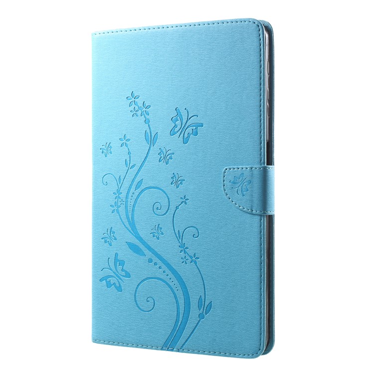 Imprint Butterfly Flower Leather Wallet Stand Case for Samsung Tab A 10.1 (2016) T580 T585 - Blue-3