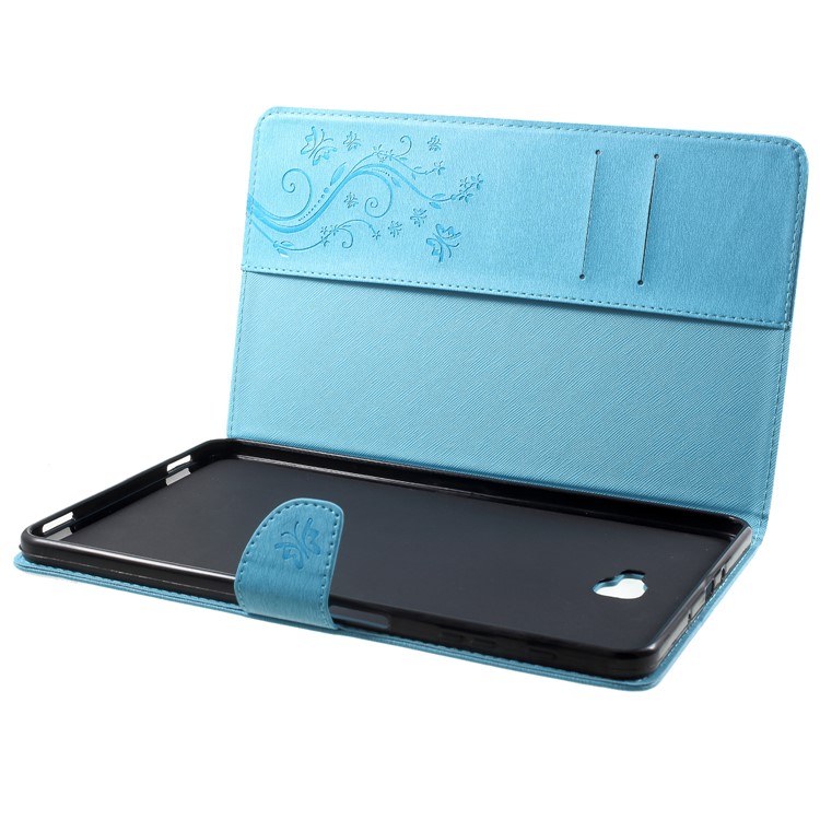 Imprint Butterfly Flower Leather Wallet Stand Case for Samsung Tab A 10.1 (2016) T580 T585 - Blue-5