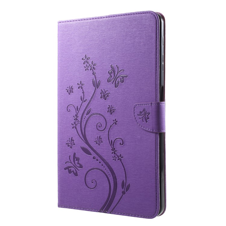 Imprint Butterfly Flower Leather Stand Tablet Cover for Samsung Tab A 10.1 (2016) T580 T585 - Purple-3