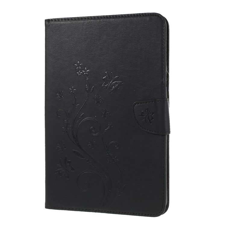 Imprint Butterfly Flower Leather Wallet Case for Samsung Galaxy Tab A 8.0 SM-T350 (2015) - Black-3