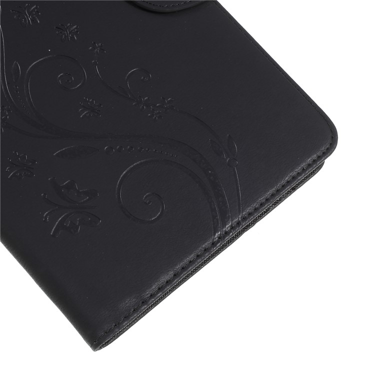 Imprint Butterfly Flower Leather Wallet Case for Samsung Galaxy Tab A 8.0 SM-T350 (2015) - Black-4