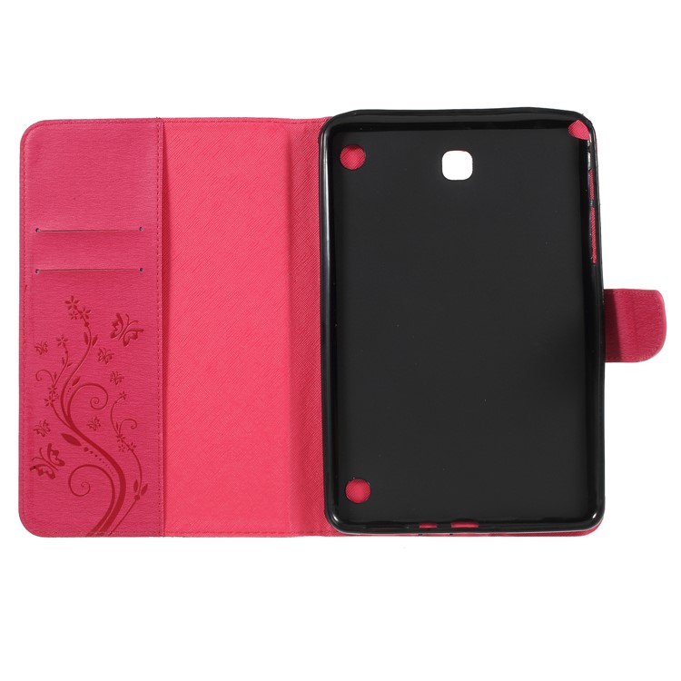 Imprint Butterfly Flower Leather Protective Case for Samsung Galaxy Tab A 8.0 SM-T350 (2015) - Rose-5