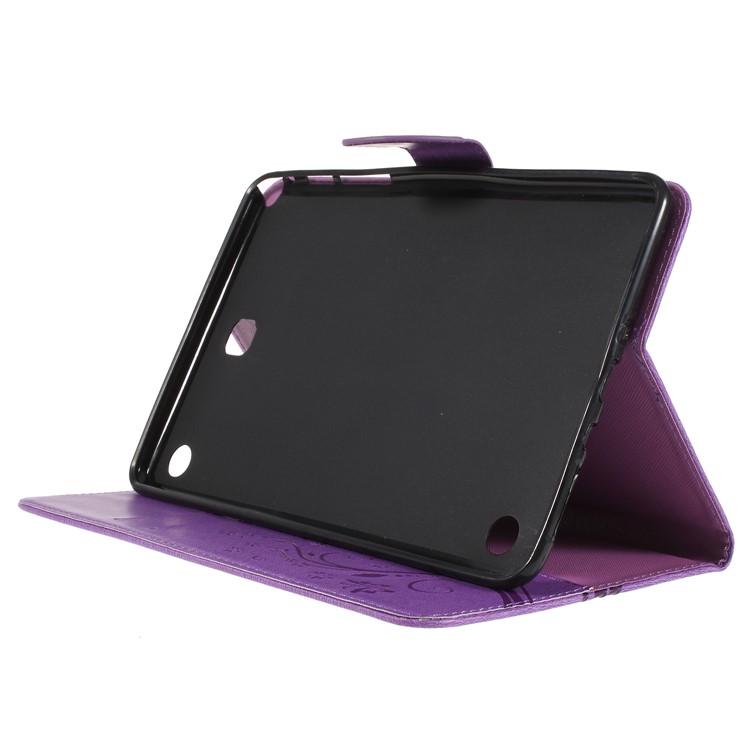 Imprint Butterfly Flower Leather Stand Cover Case for Samsung Galaxy Tab A 8.0 SM-T350 (2015) - Purple-3