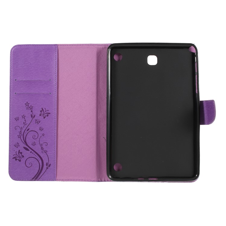 Imprint Butterfly Flower Leather Stand Cover Case for Samsung Galaxy Tab A 8.0 SM-T350 (2015) - Purple-5
