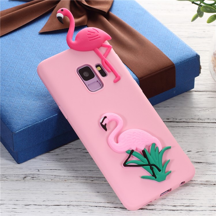 Cute 3D Cartoon Image Soft TPU Phone Cover for Samsung Galaxy S9 SM-G960 - Flamingo-1