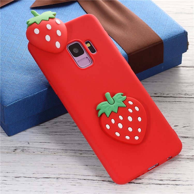 Cute 3D Cartoon Image Soft TPU Phone Accessory Case for Samsung Galaxy S9 SM-G960 - Strawberry-1
