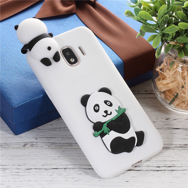 3D Cartoon Pattern Soft TPU Phone Shell for Samsung Galaxy J2 Pro 2018 - Panda Eating Bamboo-1