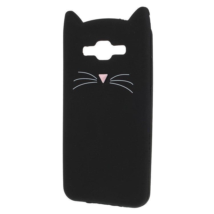 3D Moustache Cat Silicone Case for Samsung Galaxy J2 Prime/Grand Prime Plus/Prime (2016) - Black-3