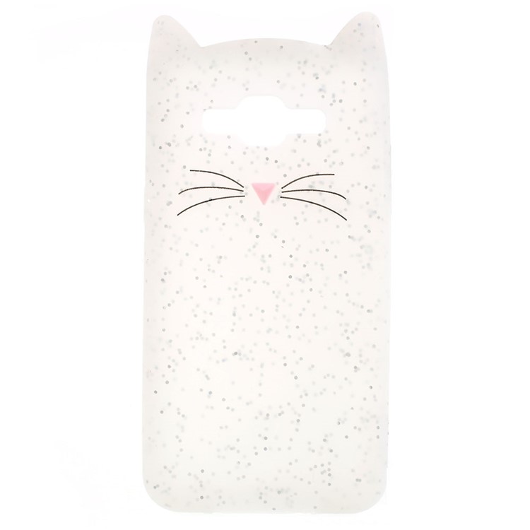 3D Moustache Cat Silicone Cover for Samsung Galaxy J2 Prime/Grand Prime Plus/Prime (2016) - White-2