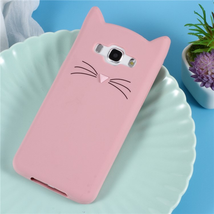 3D Moustache Cat Silicone Case Cover for Samsung Galaxy J2 Prime/Grand Prime Plus/Prime (2016) - Pink-1